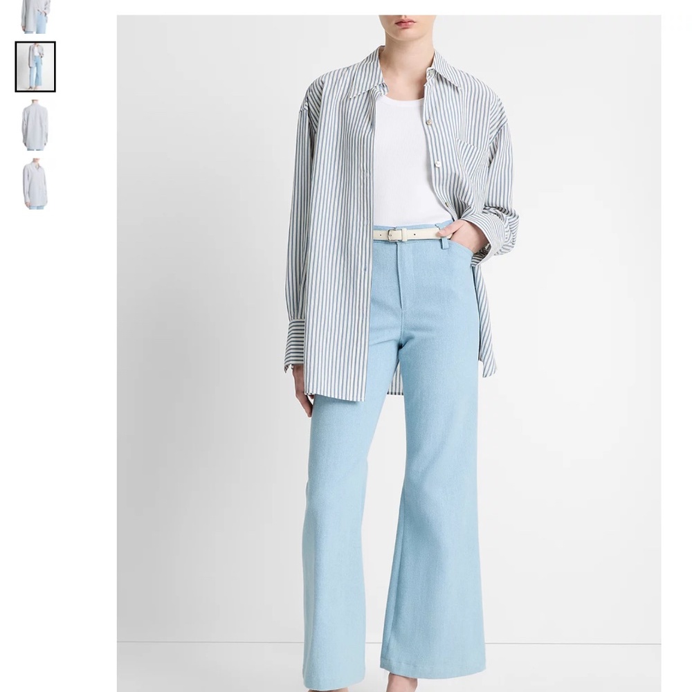 Vince Blue and White Striped Button-Down Shirt